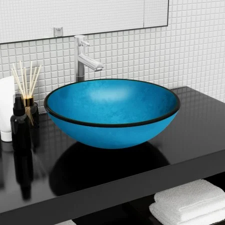 Blue tempered glass sink 42x14 cm by vidaXL, Sinks - Ref: Foro24-345265, Price: 74,52 €, Discount: %
