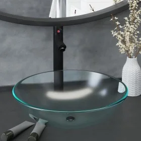 Sink with faucet and push-button frosted tempered glass stopper by vidaXL, Sinks - Ref: Foro24-3098445, Price: 93,38 €, Disco...