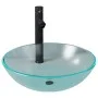 Waschbecken mit Wasserhahn und Druckknopfstopfen aus mattiertem Sicherheitsglas von vidaXL, Sinkt - Ref: Foro24-3098445, Prei...