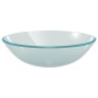 Lavabo con grifo y tapón pulsador cristal templado esmerilado de vidaXL, Lavabos - Ref: Foro24-3098445, Precio: 101,19 €, Des...