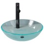 Washbasin with faucet and transparent tempered glass push-button stopper by vidaXL, Sinks - Ref: Foro24-3098440, Price: 86,44...
