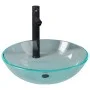 Washbasin with faucet and transparent tempered glass push-button stopper by vidaXL, Sinks - Ref: Foro24-3098440, Price: 88,69...