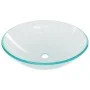 Washbasin with faucet and transparent tempered glass push-button stopper by vidaXL, Sinks - Ref: Foro24-3098440, Price: 88,69...