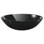 Sink and faucet with black tempered glass push-button stopper by vidaXL, Sinks - Ref: Foro24-3098450, Price: 100,01 €, Discou...