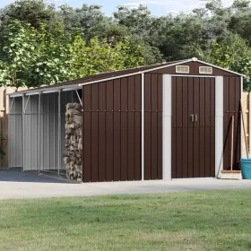 Cobertizo de jardín acero galvanizado marrón 277x365,5x179 cm de vidaXL, Cobertizos - Ref: Foro24-3188297, Precio: 569,51 €, ...