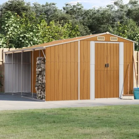 Cobertizo jardín acero galvanizado marrón claro 277x365,5x179cm de vidaXL, Cobertizos - Ref: Foro24-3188300, Precio: 569,85 €...