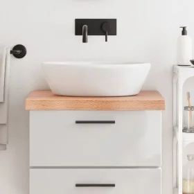 Badezimmerarbeitsplatte aus hellbraun behandeltem Massivholz, 60 x 60 x (2–6) cm von vidaXL, Arbeitsplatten - Ref: Foro24-315...