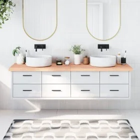 Encimera baño madera maciza tratada marrón claro 200x60x(2-6)cm de vidaXL, Encimeras - Ref: Foro24-3156176, Precio: 180,08 €,...