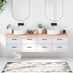 Light brown treated solid wood bathroom countertop 200x60x(2-6)cm by vidaXL, Countertops - Ref: Foro24-3156176, Price: 182,09...