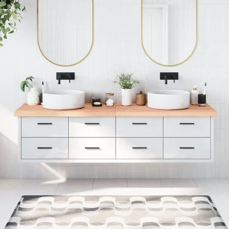 Light brown treated solid wood bathroom countertop 200x60x(2-6)cm by vidaXL, Countertops - Ref: Foro24-3156176, Price: 180,08...