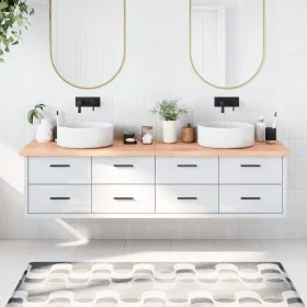 Encimera baño madera maciza tratada marrón claro 200x60x(2-4)cm de vidaXL, Encimeras - Ref: Foro24-3156175, Precio: 155,03 €,...