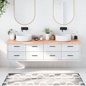 Encimera baño madera maciza tratada marrón claro 200x60x(2-4)cm de vidaXL, Encimeras - Ref: Foro24-3156175, Precio: 157,02 €,...