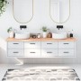 Badezimmerarbeitsplatte aus hellbraun behandeltem Massivholz, 200 x 60 x (2–4) cm von vidaXL, Arbeitsplatten - Ref: Foro24-31...