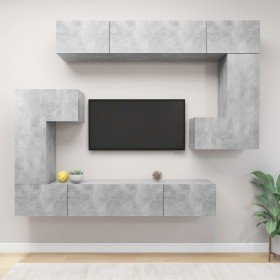Set de muebles de TV 8 pzas madera contrachapada gris hormigón en Muebles TV | Comprar online en Foro24