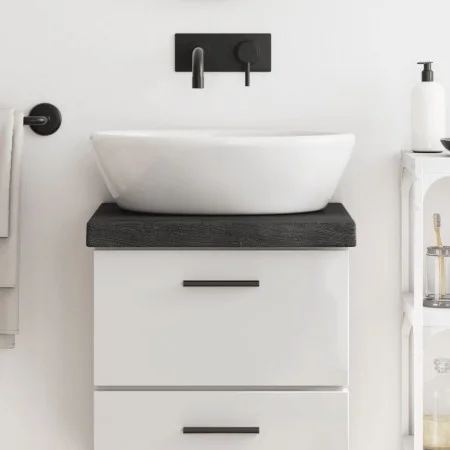 Encimera baño madera maciza tratada marrón oscuro 40x30x(2-6)cm by vidaXL, Countertops - Ref: Foro24-3156187, Price: 37,78 €,...
