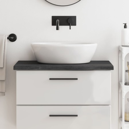 Dark brown treated solid wood bathroom countertop 80x30x(2-4)cm by vidaXL, Countertops - Ref: Foro24-3156210, Price: 43,18 €,...