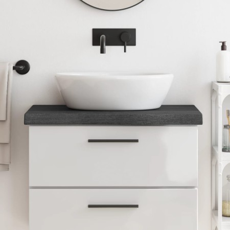Dark brown treated solid wood bathroom countertop 80x30x(2-6)cm by vidaXL, Countertops - Ref: Foro24-3156211, Price: 53,14 €,...