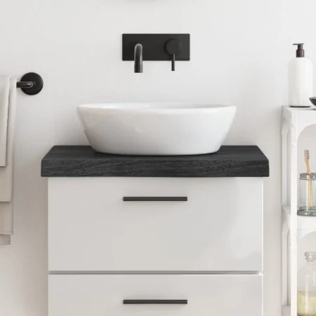 Badezimmerarbeitsplatte aus dunkelbraun behandeltem Massivholz, 60 x 50 x (2–6) cm von vidaXL, Arbeitsplatten - Ref: Foro24-3...