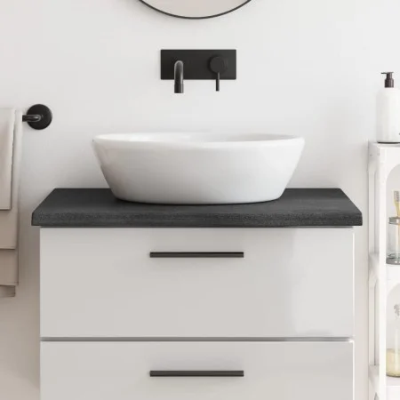 Encimera baño madera maciza tratada marrón oscuro 80x50x(2-4)cm de vidaXL, Encimeras - Ref: Foro24-3156216, Precio: 60,96 €, ...