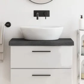 Badezimmerarbeitsplatte aus dunkelbraun behandeltem Massivholz, 80 x 40 x (2–6) cm von vidaXL, Arbeitsplatten - Ref: Foro24-3...
