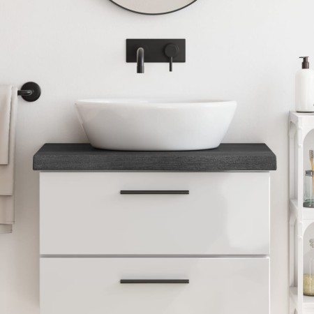 Badezimmerarbeitsplatte aus dunkelbraun behandeltem Massivholz, 80 x 40 x (2–6) cm von vidaXL, Arbeitsplatten - Ref: Foro24-3...