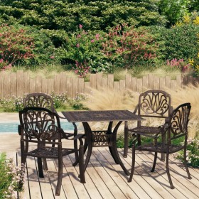Bistrotisch und Stühle, 5 Stück, Aluminiumguss, bronzefarben von vidaXL, Gartensets - Ref: Foro24-3070604, Preis: 926,74 €, R...