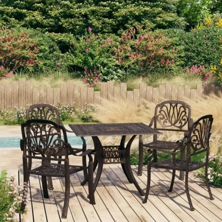 Bistrotisch und Stühle, 5 Stück, Aluminiumguss, bronzefarben von vidaXL, Gartensets - Ref: Foro24-3070604, Preis: 912,74 €, R...