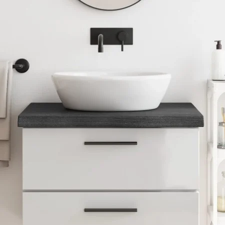 Massivholz-Badezimmerarbeitsplatte in dunkelbraun 80x60x(2-6)cm von vidaXL, Arbeitsplatten - Ref: Foro24-3156220, Preis: 83,2...