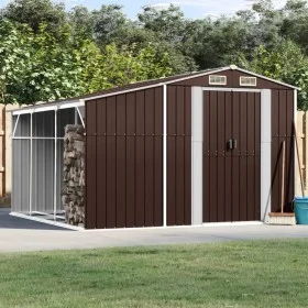 Galvanized steel garden shed in brown, 277x279x179 cm. by vidaXL, Sheds - Ref: Foro24-3188296, Price: 429,88 €, Discount: %