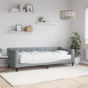 Sofa bed with light gray fabric mattress 80x200 cm by vidaXL, Beds and slatted bases - Ref: Foro24-3197403, Price: 312,16 €, ...