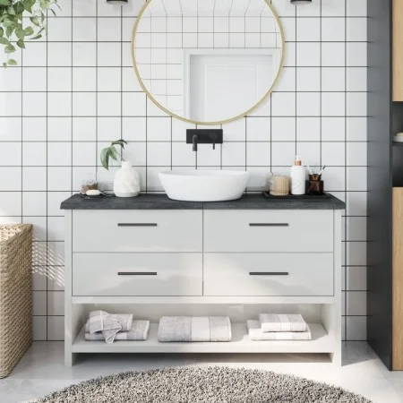 Dark brown treated wood bathroom countertop 120x30x(2-4) cm by vidaXL, Countertops - Ref: Foro24-3156233, Price: 58,16 €, Dis...