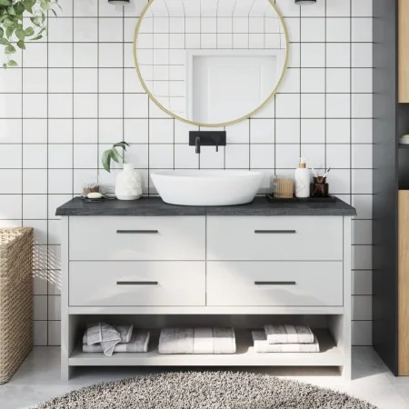 Dark brown treated wood bathroom countertop 120x40x(2-4) cm by vidaXL, Countertops - Ref: Foro24-3156235, Price: 71,01 €, Dis...