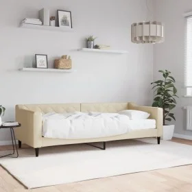 Sofa bed with cream fabric mattress 80x200 cm by vidaXL, Beds and slatted bases - Ref: Foro24-3197407, Price: 311,47 €, Disco...