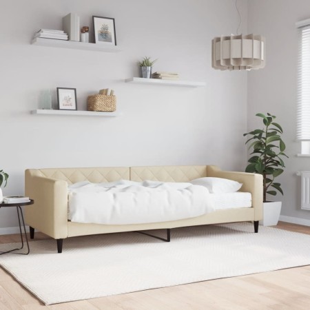 Sofa bed with cream fabric mattress 80x200 cm by vidaXL, Beds and slatted bases - Ref: Foro24-3197407, Price: 317,49 €, Disco...