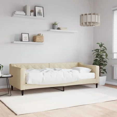 Sofa bed with cream fabric mattress 80x200 cm by vidaXL, Beds and slatted bases - Ref: Foro24-3197407, Price: 311,47 €, Disco...