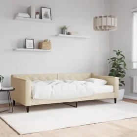 Sofa bed with cream fabric mattress 90x200 cm by vidaXL, Beds and slatted bases - Ref: Foro24-3197412, Price: 330,43 €, Disco...