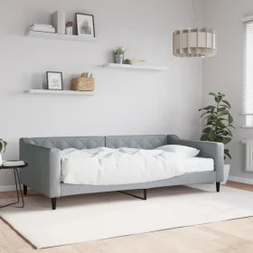 Sofa bed with light gray fabric mattress 100x200 cm by vidaXL, Beds and slatted bases - Ref: Foro24-3197413, Price: 377,73 €,...