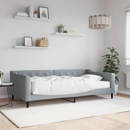 Sofa bed with light gray fabric mattress 100x200 cm by vidaXL, Beds and slatted bases - Ref: Foro24-3197413, Price: 377,73 €,...