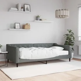 Sofa bed with dark gray fabric mattress 100x200 cm by vidaXL, Beds and slatted bases - Ref: Foro24-3197414, Price: 372,78 €, ...