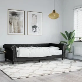 Sofa bed with black synthetic leather mattress 90x200 cm by vidaXL, Beds and slatted bases - Ref: Foro24-3197719, Price: 357,...