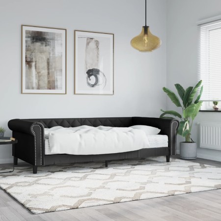 Sofa bed with black synthetic leather mattress 90x200 cm by vidaXL, Beds and slatted bases - Ref: Foro24-3197719, Price: 342,...