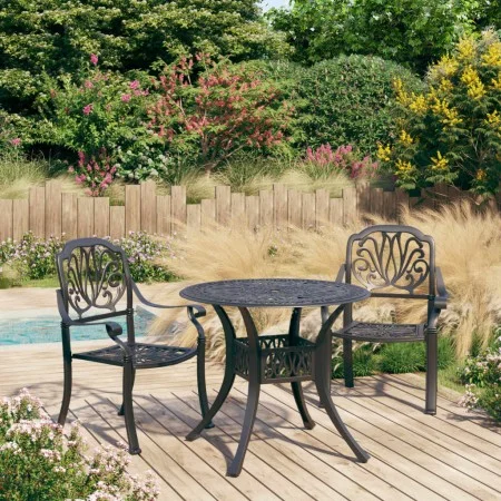 Mesa y sillas de bistró 3 piezas aluminio fundido negro de vidaXL, Conjuntos de jardín - Ref: Foro24-3070575, Precio: 592,25 ...