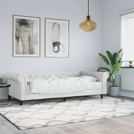 Sofa bed with white synthetic leather mattress 90x200 cm by vidaXL, Beds and slatted bases - Ref: Foro24-3197720, Price: 360,...
