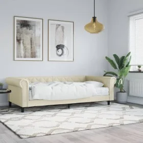 Sofa bed with cream synthetic leather mattress 90x200 cm by vidaXL, Beds and slatted bases - Ref: Foro24-3197721, Price: 356,...