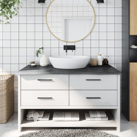 Dark brown treated wood bathroom countertop 100x50x(2-4) cm by vidaXL, Countertops - Ref: Foro24-3156228, Price: 75,31 €, Dis...