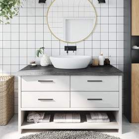 Dark brown treated wood bathroom countertop 100x50x(2-6) cm by vidaXL, Countertops - Ref: Foro24-3156229, Price: 88,57 €, Dis...