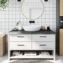 Dark brown treated wood bathroom countertop 100x50x(2-6) cm by vidaXL, Countertops - Ref: Foro24-3156229, Price: 88,57 €, Dis...