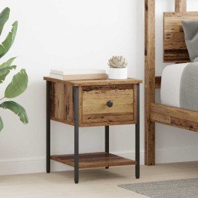 Mesa de Noche con cajón 2 pcs Madera vieja 34 x 35,5 x 45 cm en Mesitas de noche | Comprar online en Foro24