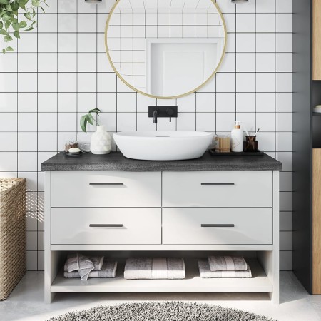 Dark brown treated wood bathroom countertop 100x30x(2-6) cm by vidaXL, Countertops - Ref: Foro24-3156223, Price: 61,56 €, Dis...
