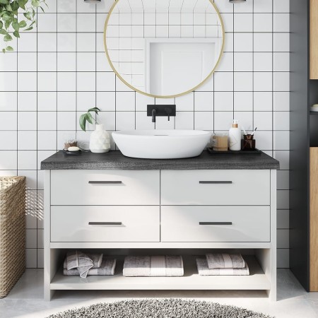 Dark brown treated wood bathroom countertop 100x40x(2-6) cm by vidaXL, Countertops - Ref: Foro24-3156226, Price: 76,16 €, Dis...